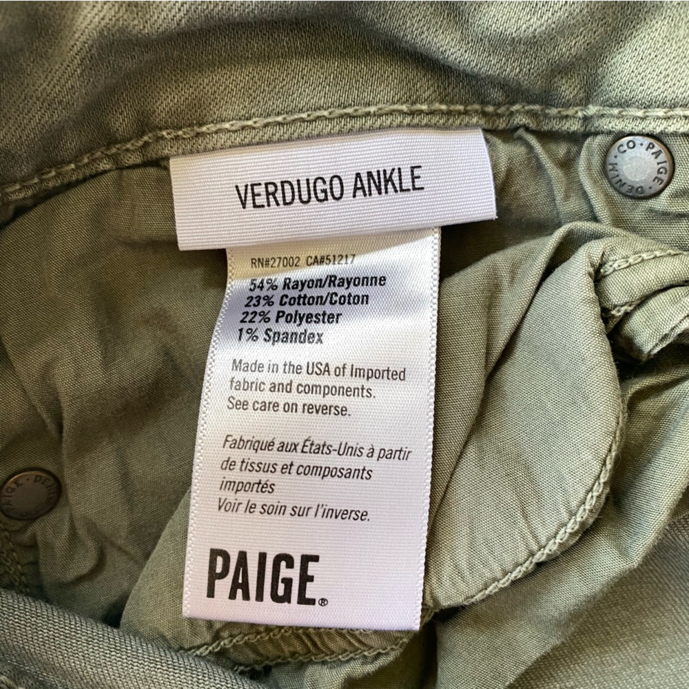 Paige Skinny Jeans Verdugo Ankle Vintage Forest Night Green Size 30 - Picture 10 of 11